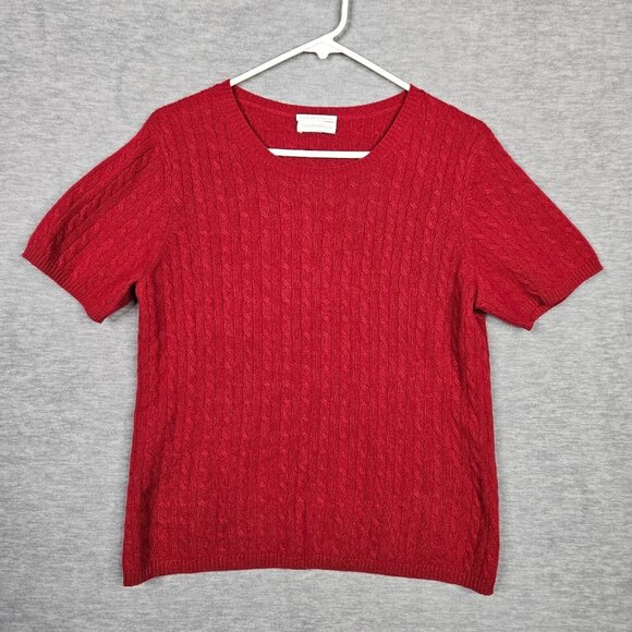 Charter Club Tops - Charter Club Women’s Red Round Neck Short Sleeve Cashmere Sweater Sz S